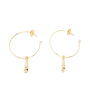 Shabama Pendientes Aro 3.5 cm con Caracola Colgante 2 cm Oro Brillante - AGULLA