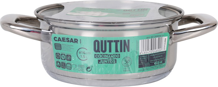 Quttin Cacerola con Tapa Acero Inoxidable 16 cm / 1.5 L New Caesar (6 Unidades)