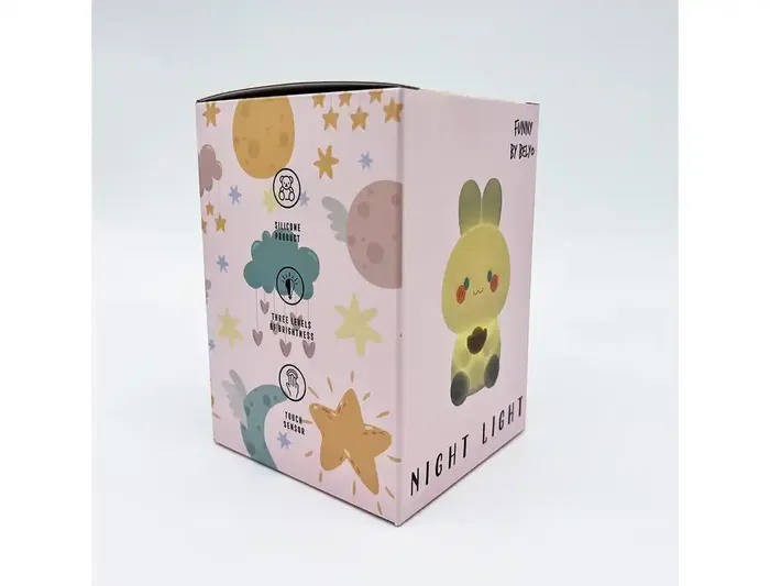 Wondee Lámpara Noche Infantil Conejo Silicona Inalámbrica Táctil 3 Niveles Brillo