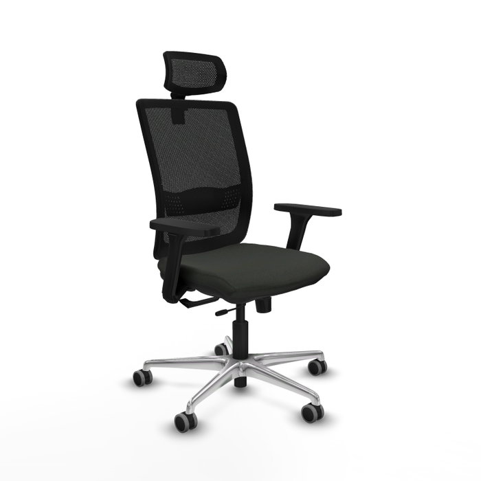 PIQUERAS Y CRESPO Silla Haches operativa con brazos 3D y cabecero regulable, Negra PIQUERAS Y CRESPO Silla Haches operativa con brazos 3D y cabecero regulable, Negra