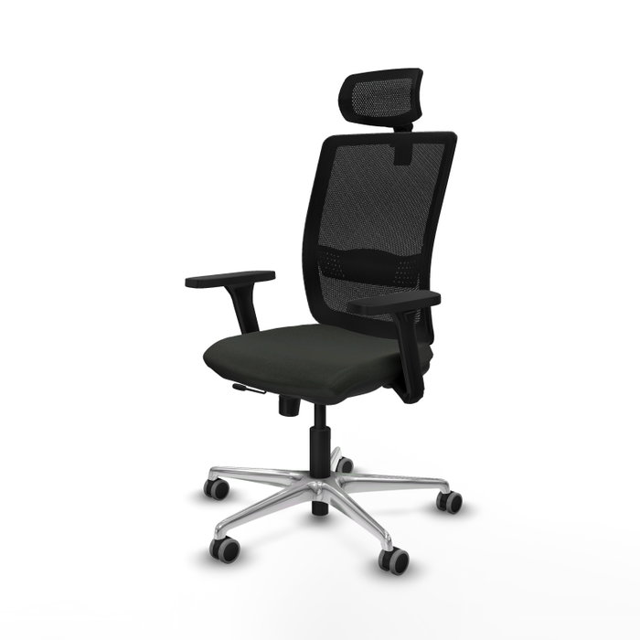 PIQUERAS Y CRESPO Silla Haches operativa con brazos 3D y cabecero regulable, Negra PIQUERAS Y CRESPO Silla Haches operativa con brazos 3D y cabecero regulable, Negra