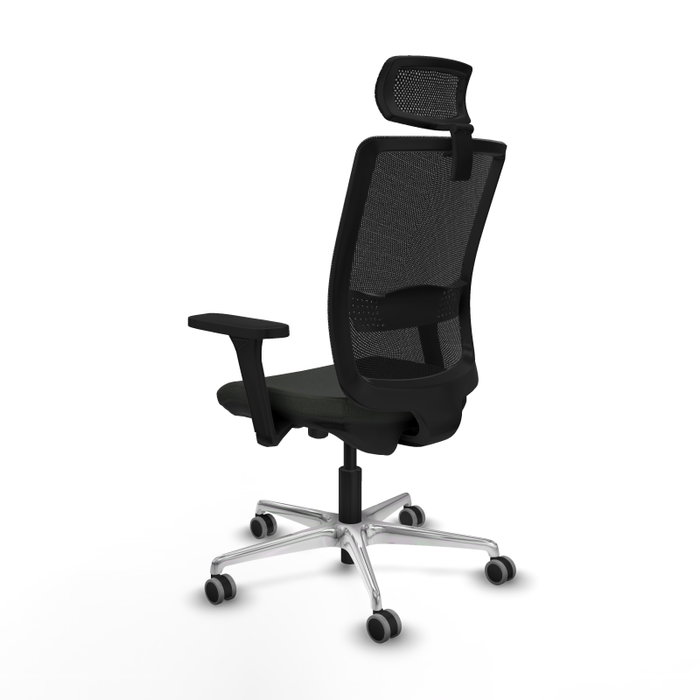 PIQUERAS Y CRESPO Silla Haches operativa con brazos 3D y cabecero regulable, Negra PIQUERAS Y CRESPO Silla Haches operativa con brazos 3D y cabecero regulable, Negra