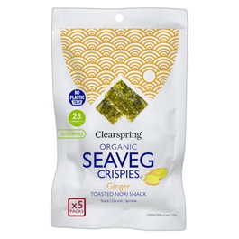 Clearspring Snack de Alga Nori con Jengibre Bio, Paquete de 5 Unidades, Reference: Clearspring Alga Snack Nori Jengibre Pack 5/U Bio