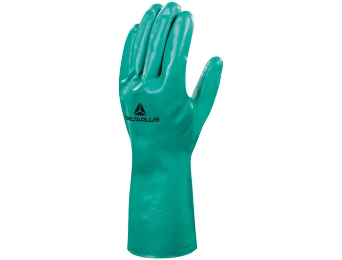 Deltaplus Guantes Nitrilo Flocado Algodón Tratado para Químicos EN388: 3101X, EN ISO 374-1 TYPE:B-JKL, EN ISO 374-5 Y ISO 18889: G2 Talla 7