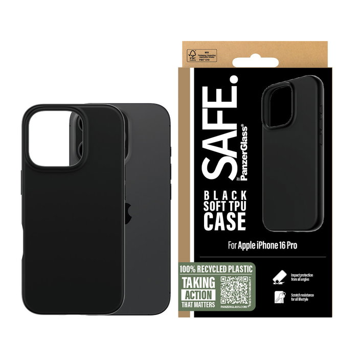 PanzerGlass SAFE. TPU Case Negro para iPhone 16 Pro
