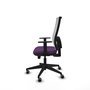 Silla de oficina Horna con mecanismo Sincro/Traslack tapizada con Tela color Morado y malla color Blanco. Equipada con lumbar 1D, Brazos 1D y Ruedas 65 mm parqué