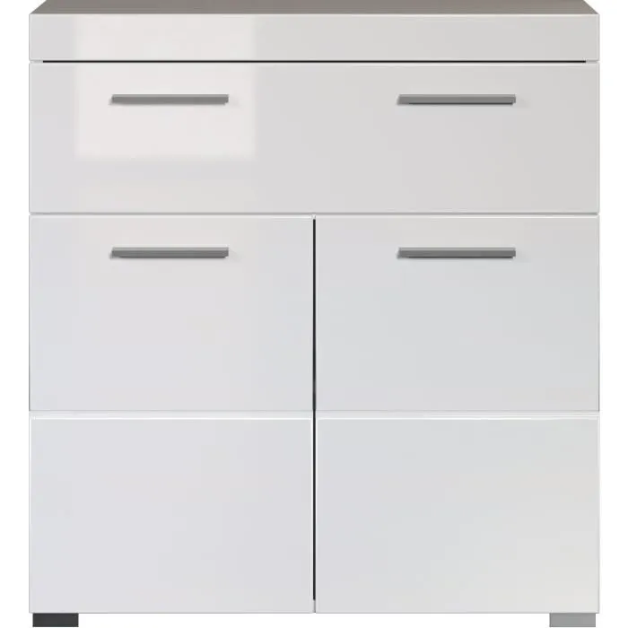 Trendteam TRE4251398913359 Mueble bajo de baño Amanda - Blanco - 2 puertas + 1 cajón - L73 x P31 x H79 cm