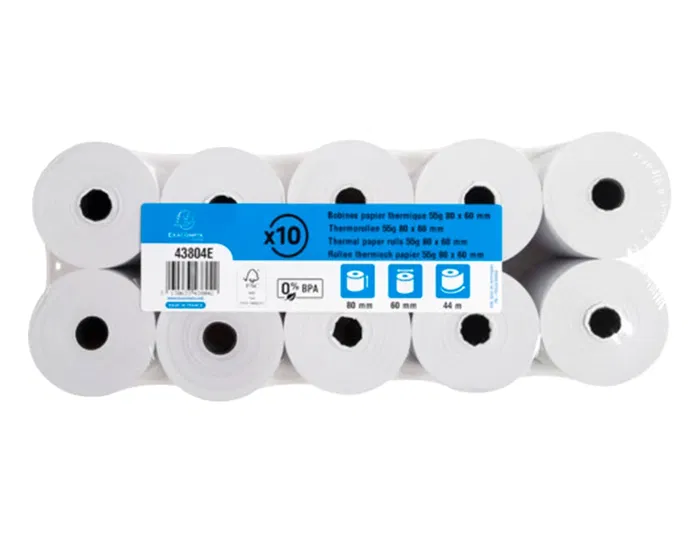 Exacompta Rollo Sumadora Térmico 80 mm x 60 mm 48 g/m² Certificado FSC Sin BPA para Balanzas