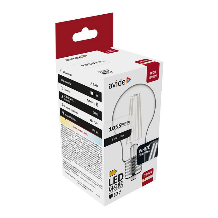 Avide Bombilla LED White Filament Globe 8.5W E27 Blanco Cálido Avide Bombilla LED White Filament Globe 8.5W E27 Blanco Cálido