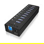 ICY BOX IB-AC6110 Hub USB 3.0 de 10 Puertos con Adaptador AC y Carcasa de Aluminio Negro