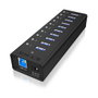 ICY BOX IB-AC6110 Hub USB 3.0 de 10 Puertos con Puerto de Carga, Negro