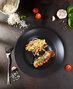 Hermia PT025126F956A0000000AMTE00 Plato de Servicio de Gres Cerámico Negro 26x26x8 cm Apto Microondas Congelador Lavavajillas