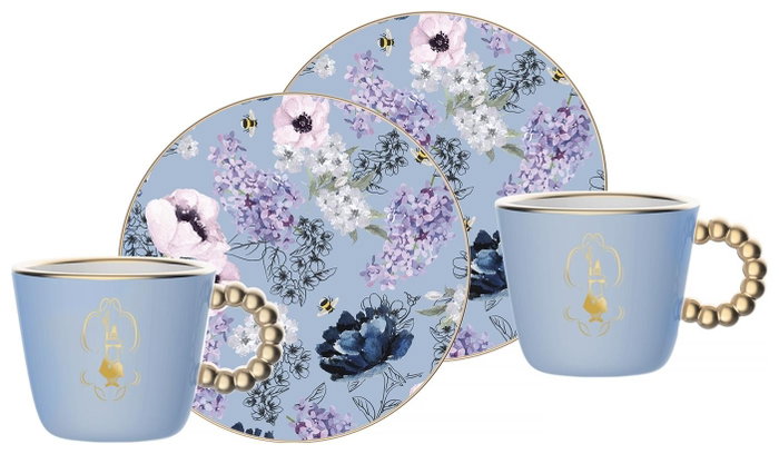 Bialetti Set de 2 Tazas con Platillos Bridgerton Azul