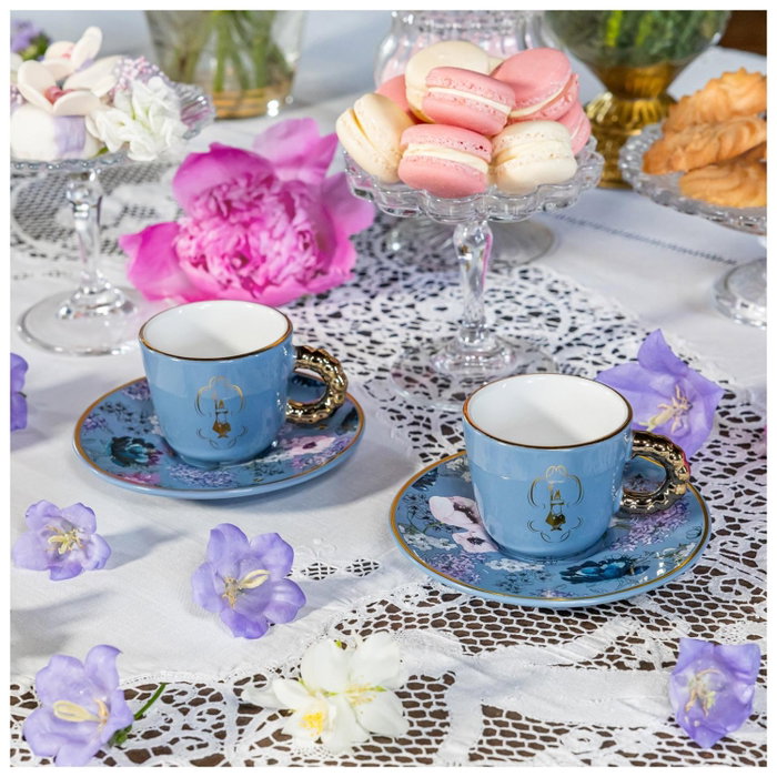 Bialetti Set de 2 Tazas con Platillos Bridgerton Azul