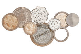 DKD Home Decor Decoración Pared Scandi Natural Blanco 4.5 x 44.5 x 84 cm (2 Unidades)