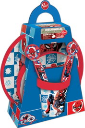 Licensing Spiderman Set Premium Bicolor Antideslizante 5 Piezas CZ11308 Vajilla Infantil Plástico