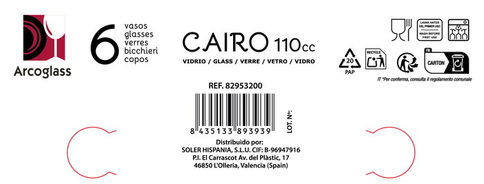 Arcoglass Set de 6 Vasos Cairo de 11cl para Carajillo Arcoglass Set de 6 Vasos Cairo de 11cl para Carajillo