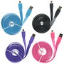 Be Mix Cable Plano USB Largo 2 M para Móviles, Ordenadores y Tablets Colores Surtidos