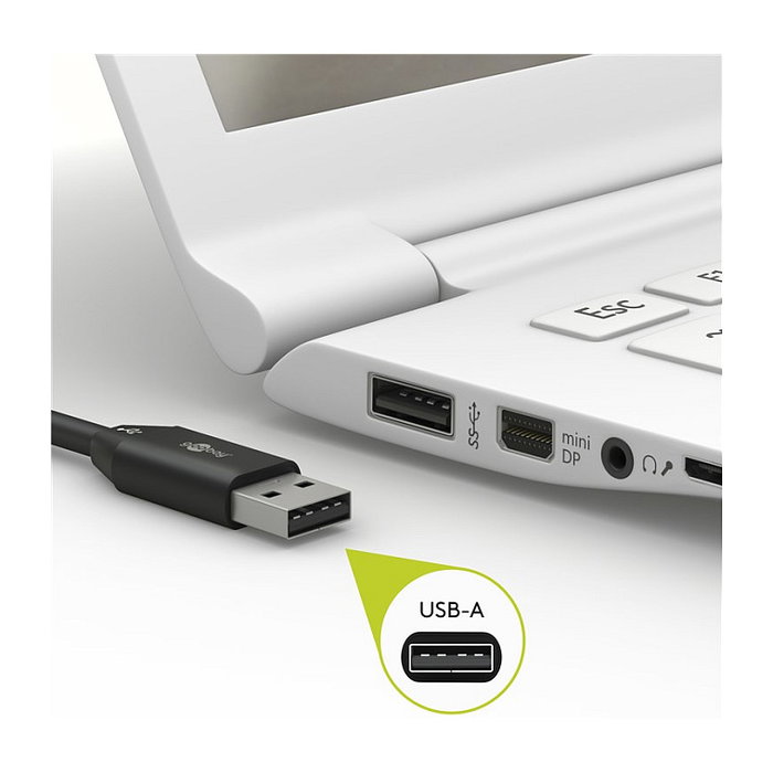 Goobay 45563 Cable de carga y sincronización USB-C 2.0 a USB A, 1 m, 3A, blanco