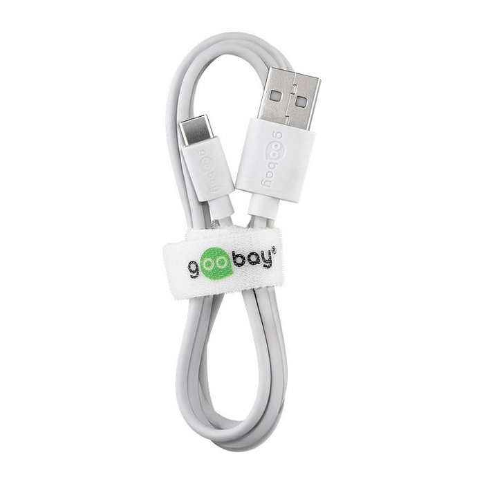Goobay 45563 Cable de carga y sincronización USB-C 2.0 a USB A, 1 m, 3A, blanco