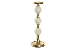 DKD Home Decor Candelabro Moderno Dorado Blanco Aluminio 15 x 43.5 x 15 cm