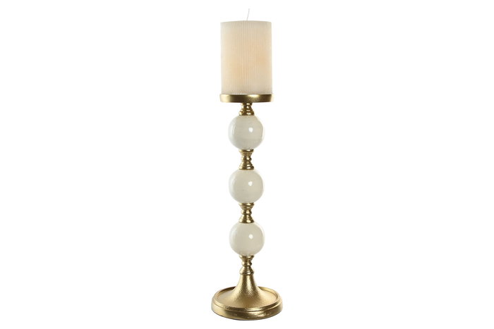 DKD Home Decor Candelabro Moderno Dorado Blanco Aluminio 15 x 43.5 x 15 cm DKD Home Decor Candelabro Moderno Dorado Blanco Aluminio 15 x 43.5 x 15 cm