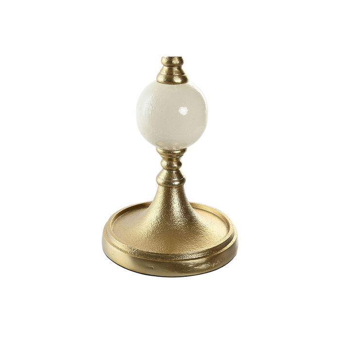DKD Home Decor Candelabro de Aluminio con Bolas Dorado y Blanco
