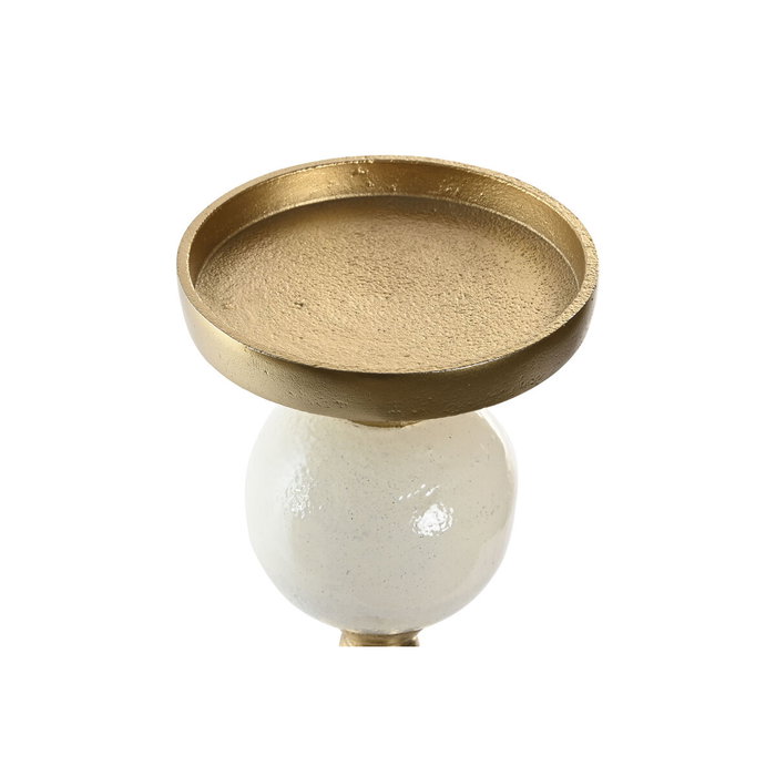 DKD Home Decor Candelabro de Aluminio con Bolas Dorado y Blanco