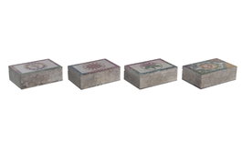 DKD Home Decor Joyero de Piedra Tallado Colección Loto Surtido de 4 Unidades