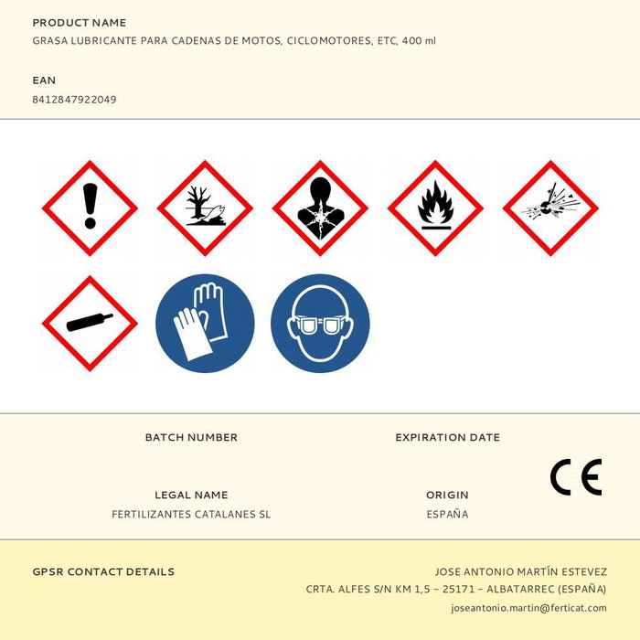 Cepsa Grasa Lubricante para Cadenas de Motos, Ciclomotores y Bicicletas, Protección contra Corrosión, 400 ml Cepsa Grasa Lubricante para Cadenas de Motos, Ciclomotores y Bicicletas, Protección contra Corrosión, 400 ml