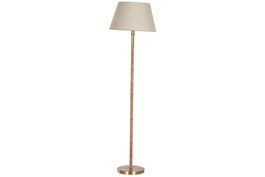 DKD Home Decor Lámpara de Pie de Latón y Ratán Natural