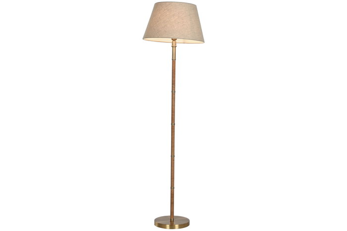 DKD Home Decor Lámpara de Pie de Latón y Ratán Natural DKD Home Decor Lámpara de Pie de Latón y Ratán Natural