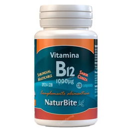 NATURBITE Vitamina B12 Cianocobalamina 1000Mcg 120 Comp Masticables Veganos