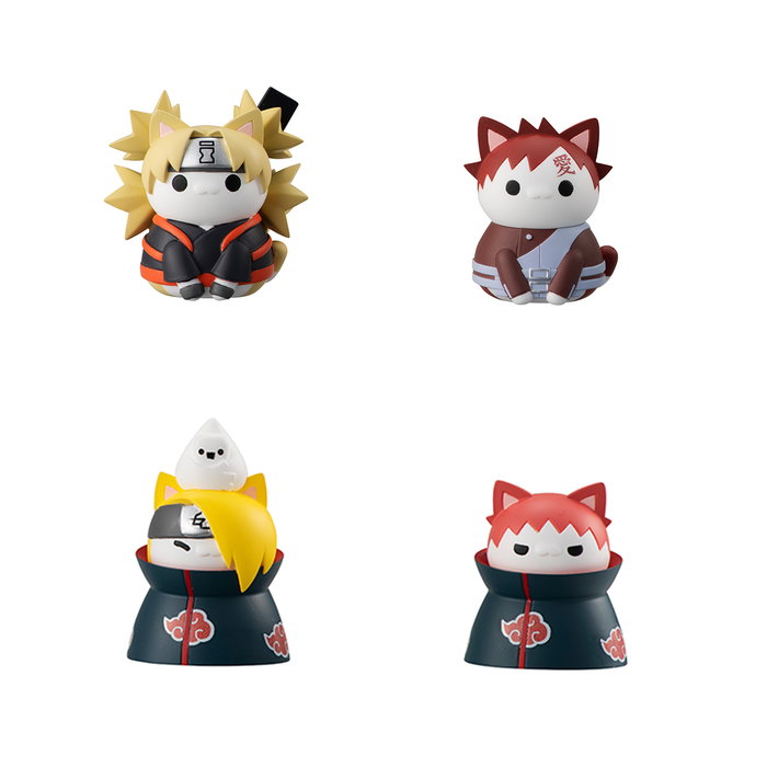 Megahouse Naruto Shippuden NyAruto! Battle vs Akatsuki - Set de 8 Figuras Coleccionables de 3 cm