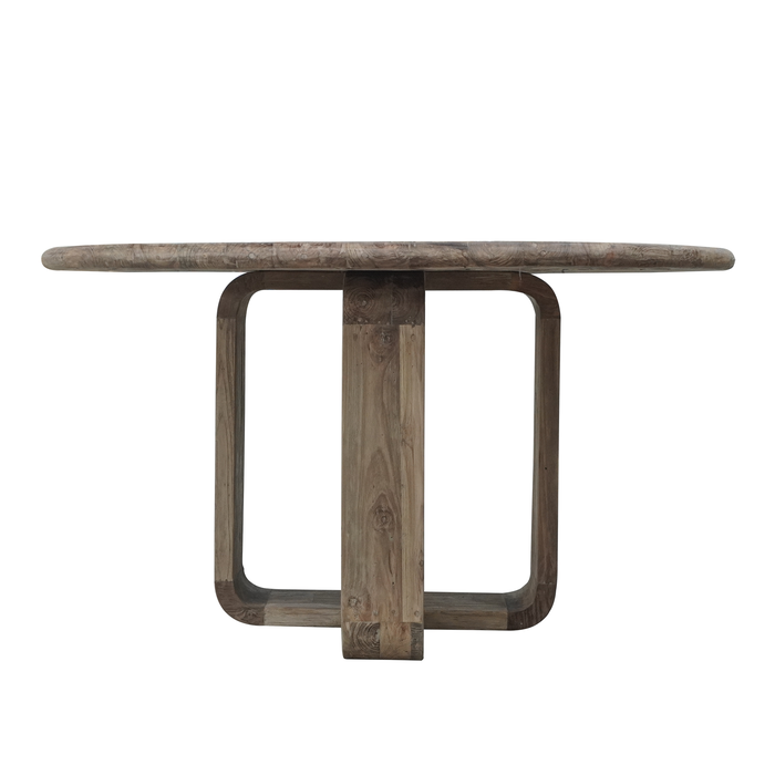 DKD Home Decor Mesa Redonda de Comedor en Teca Reciclada