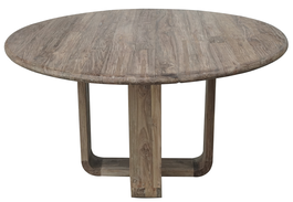 DKD Home Decor Mesa Redonda de Comedor en Teca Reciclada