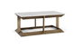 Giner y Colomer - Mesa Central con Base de Aluminio y Tapa de Mármol Blanco y Dorado, 107x60x40 cm