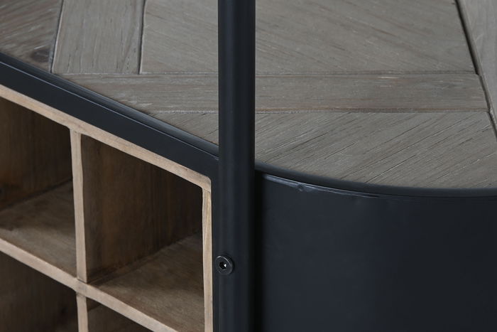 DKD Home Decor Botellero Negro Natural Metal y Abeto 90 x 36 x 150 cm