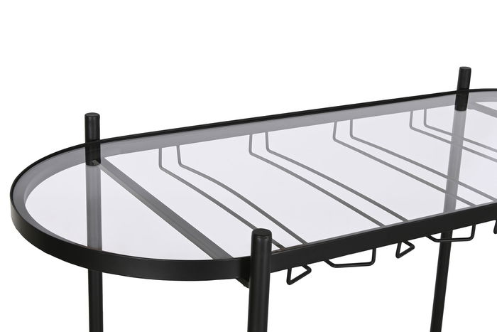 DKD Home Decor Botellero Negro Natural Metal y Abeto 90 x 36 x 150 cm