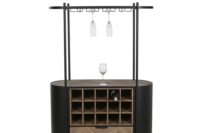 DKD Home Decor Botellero Negro Natural Metal y Abeto 90 x 36 x 150 cm