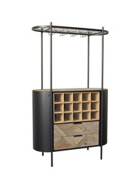 DKD Home Decor Botellero Negro Natural Metal y Abeto 90 x 36 x 150 cm