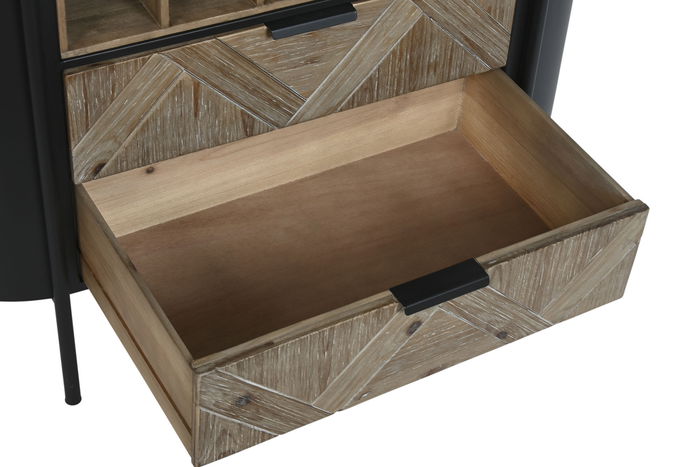 DKD Home Decor Botellero Negro Natural Metal y Abeto 90 x 36 x 150 cm