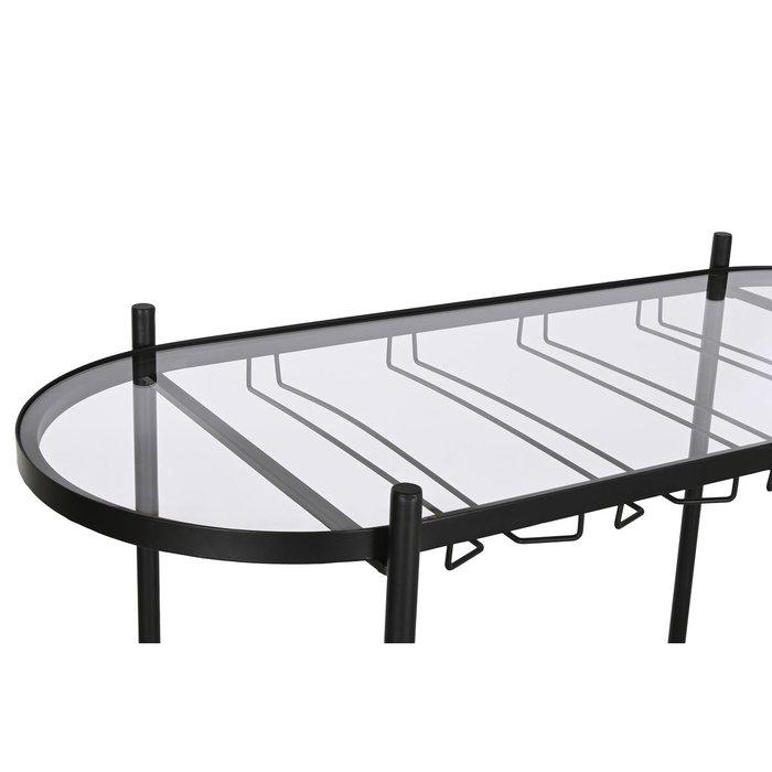 DKD Home Decor Botellero Negro Natural Metal y Abeto 90 x 36 x 150 cm