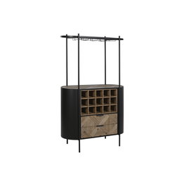 DKD Home Decor Botellero Negro Natural Metal y Abeto 90 x 36 x 150 cm