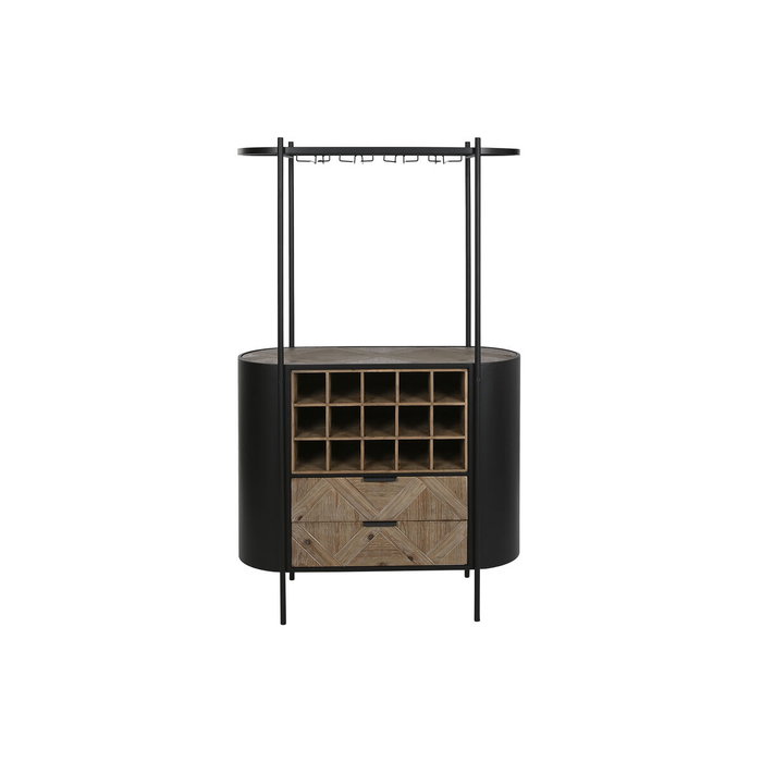 DKD Home Decor Botellero Negro Natural Metal y Abeto 90 x 36 x 150 cm
