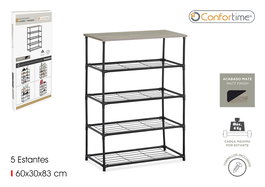 Inde Estantería 5 Niveles de Madera y Metal, Organizador de Almacenamiento, 31.4 cm de Largo x 61.5 cm de Alto x 9.2 cm de Ancho (4 Unidades)