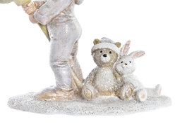 DKD Home Decor Figura Navidad Moderna Rosa Gris 5.5 x 12 x 11 cm (2 Unidades)