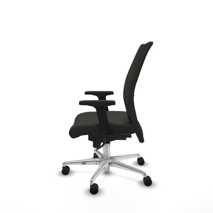 PIQUERAS Y CRESPO Silla Albacete Confidente con Mecanismo Sincro, Tela Negra y Base de Aluminio