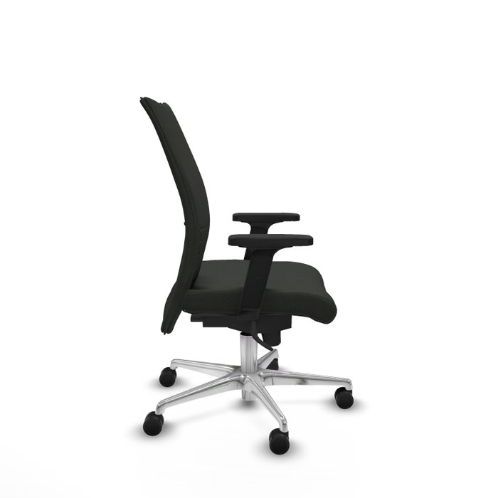 PIQUERAS Y CRESPO Silla Albacete Confidente con Mecanismo Sincro, Tela Negra y Base de Aluminio