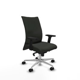 PIQUERAS Y CRESPO Silla Albacete Confidente con Mecanismo Sincro, Tela Negra y Base de Aluminio